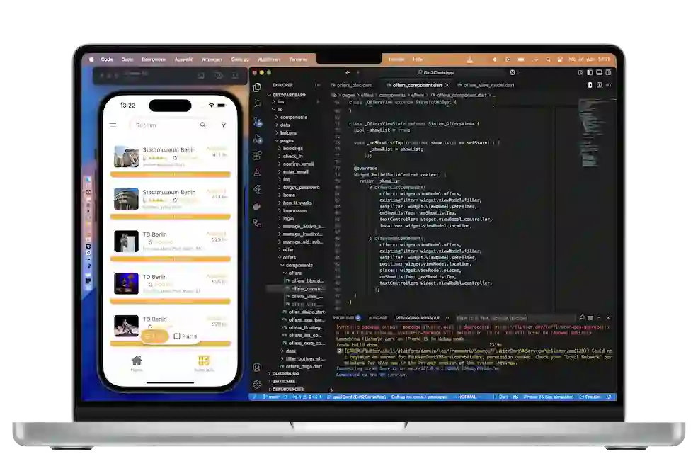 Mac Deskop mit Visual Studio Code und Simulator